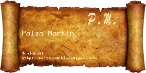 Paizs Martin névjegykártya