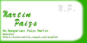 martin paizs business card